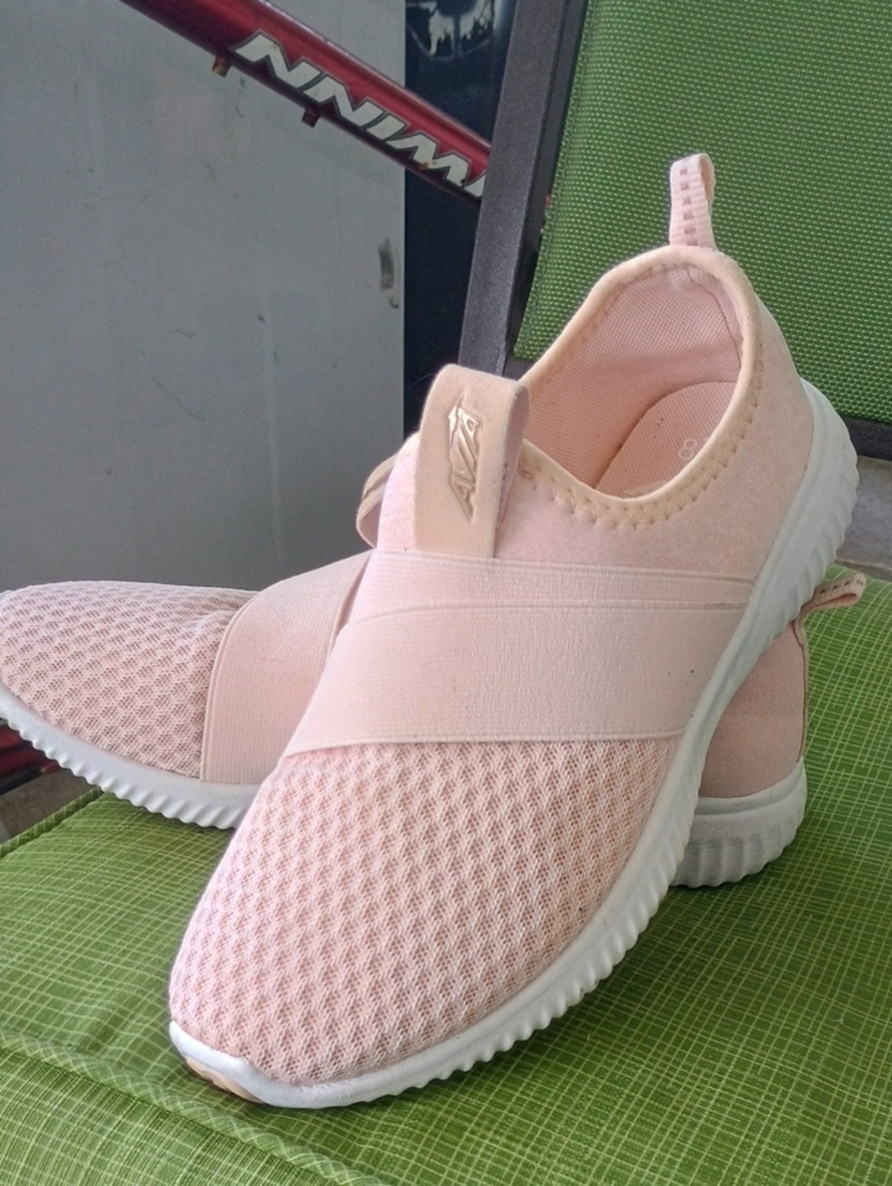 Avia Women's Slip-On Knit Sneakers in Blush Pink